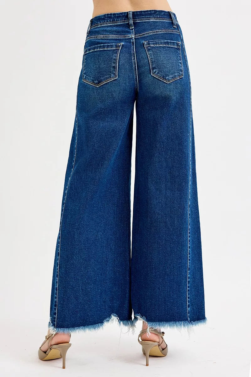 RISEN Plus Size High Rise Ankle Wide Jeans For Curvy Women Flattering Modern Wide Leg Denim